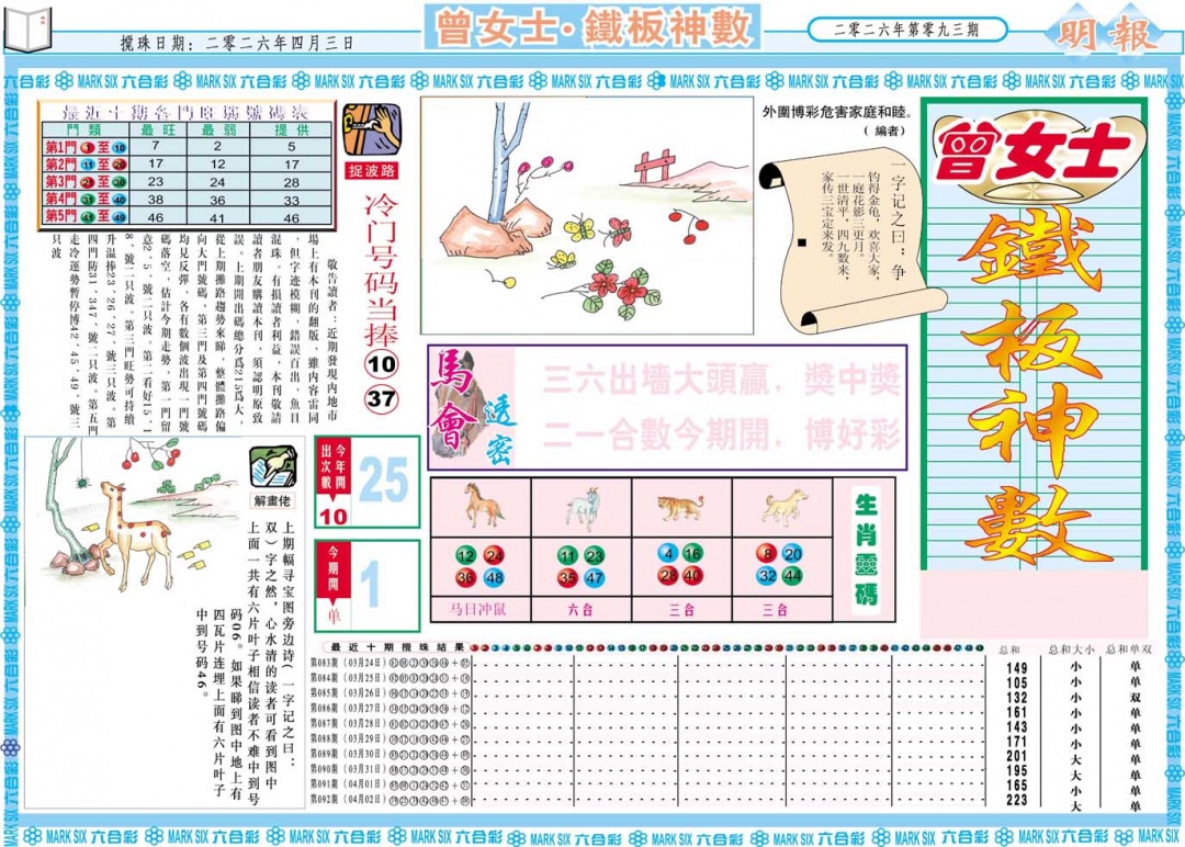 093期曾女士铁板神数A[图]